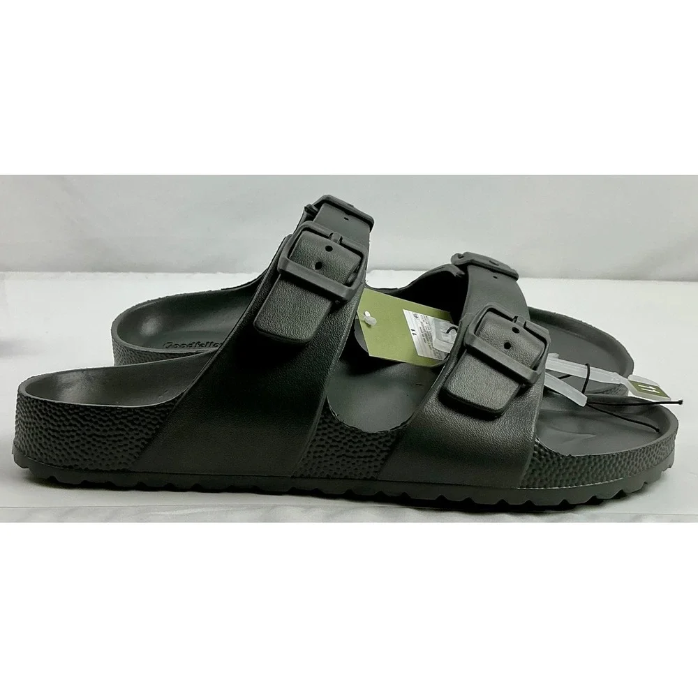 Goodfellow & Co.‎ Men's Two Band Buckle Slide Sandals - Dark Gray, Size 11